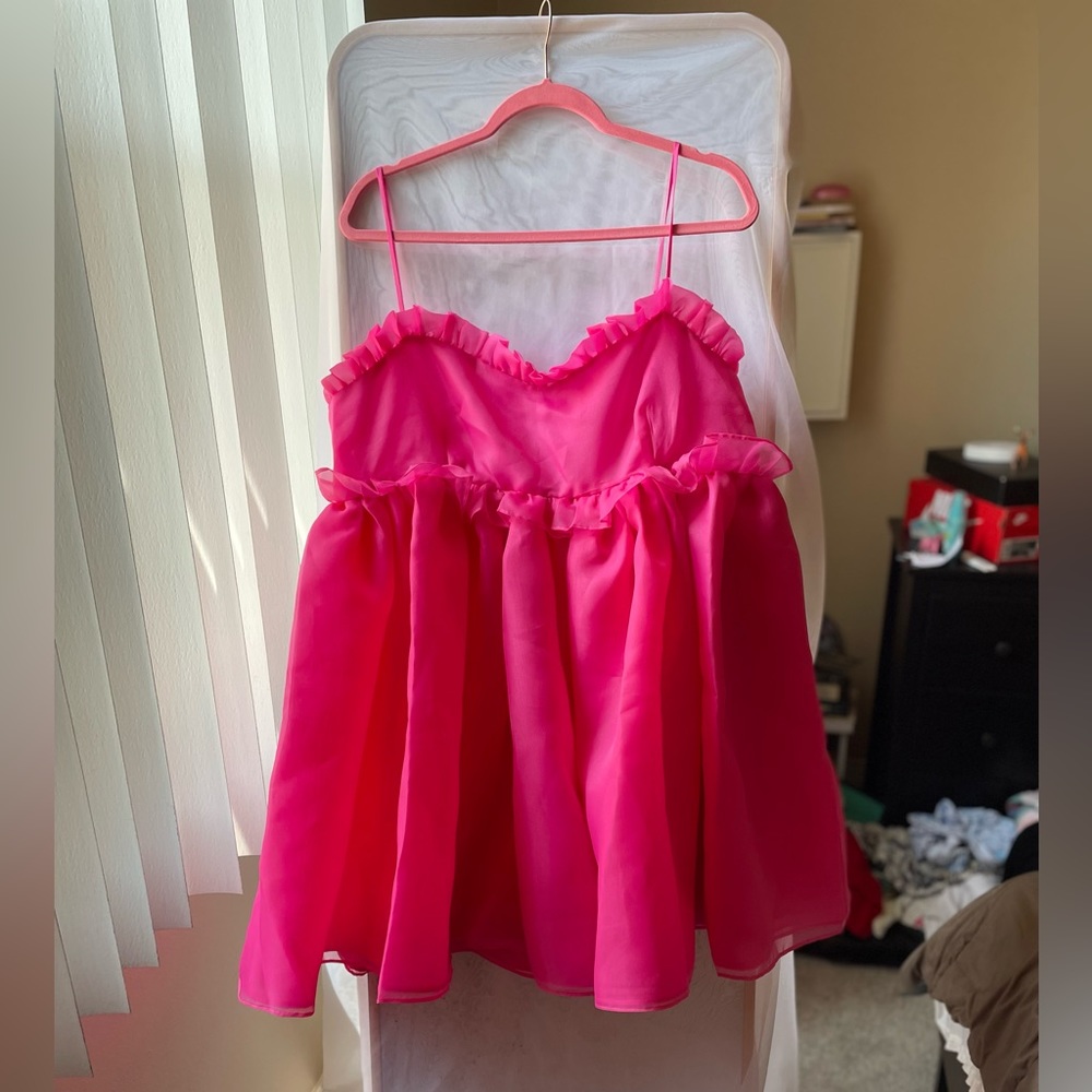 Selkie 🌹“The RoseBud Dress”🌹 Frilled Hot Pink Babydoll Dress Size 1X